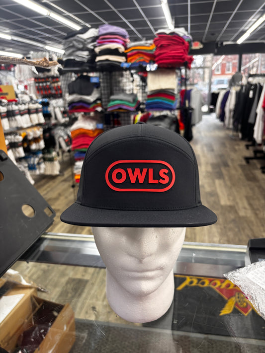 Marshall Owls 'Owls' Red Lettering Black Flat Bill Hat - Viking Athletic Goods