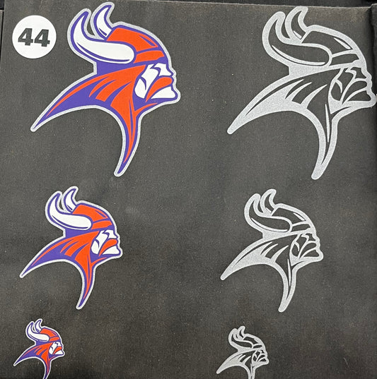 44B Print Transfer Silver Viking Head - Viking Athletic Goods