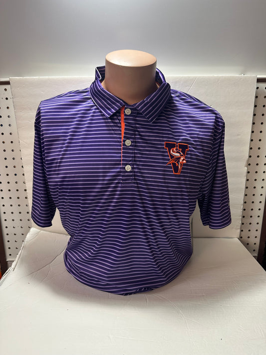 Colosseum Missouri Valley Men's Purple Striped Polo - Viking Athletic Goods