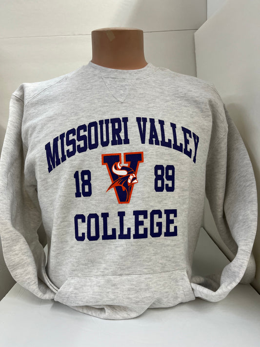 Missouri Valley Heather Grey Crew - Viking Athletic Goods