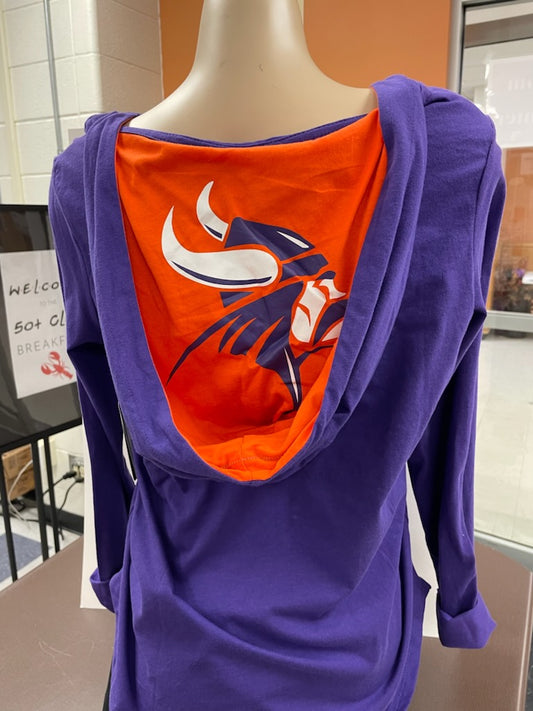 Ladies Long Sleeve Tee with Hood - Viking Athletic Goods