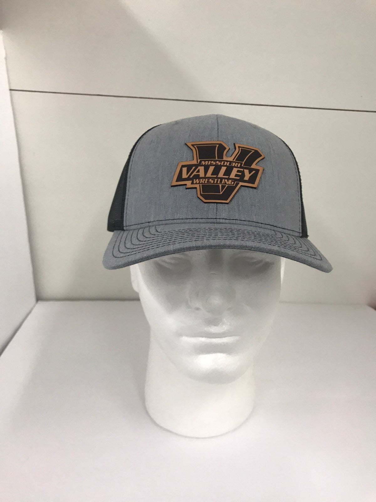 Missouri Valley Hat Richardson Mesh back adjustable hat with leather V patch