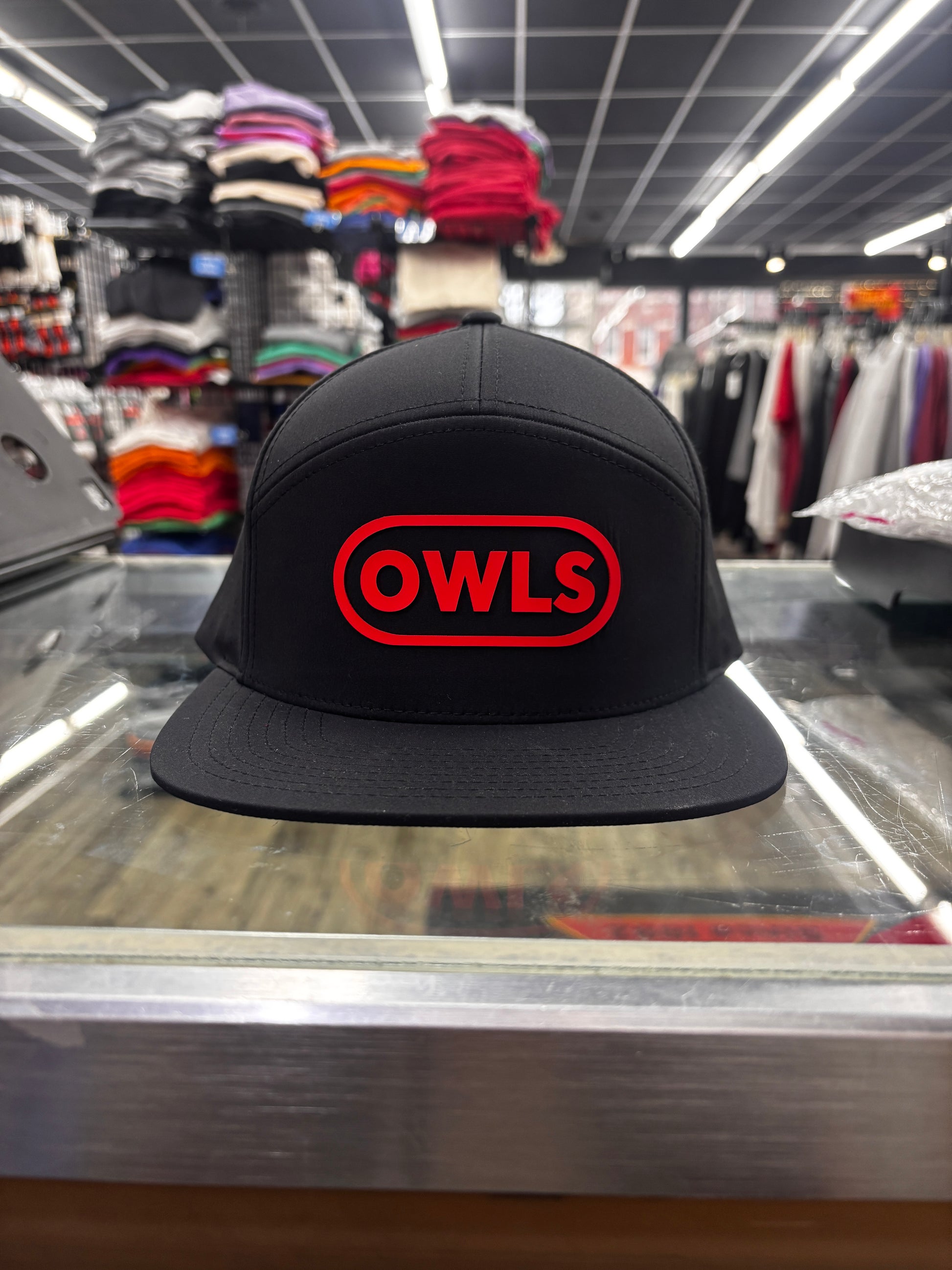 Marshall Owls 'Owls' Red Lettering Black Flat Bill Hat - Viking Athletic Goods