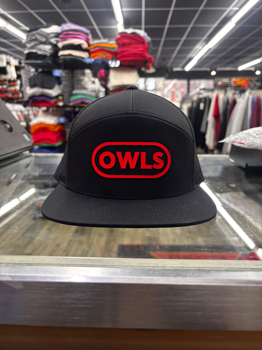 Marshall Owls 'Owls' Red Lettering Black Flat Bill Hat - Viking Athletic Goods