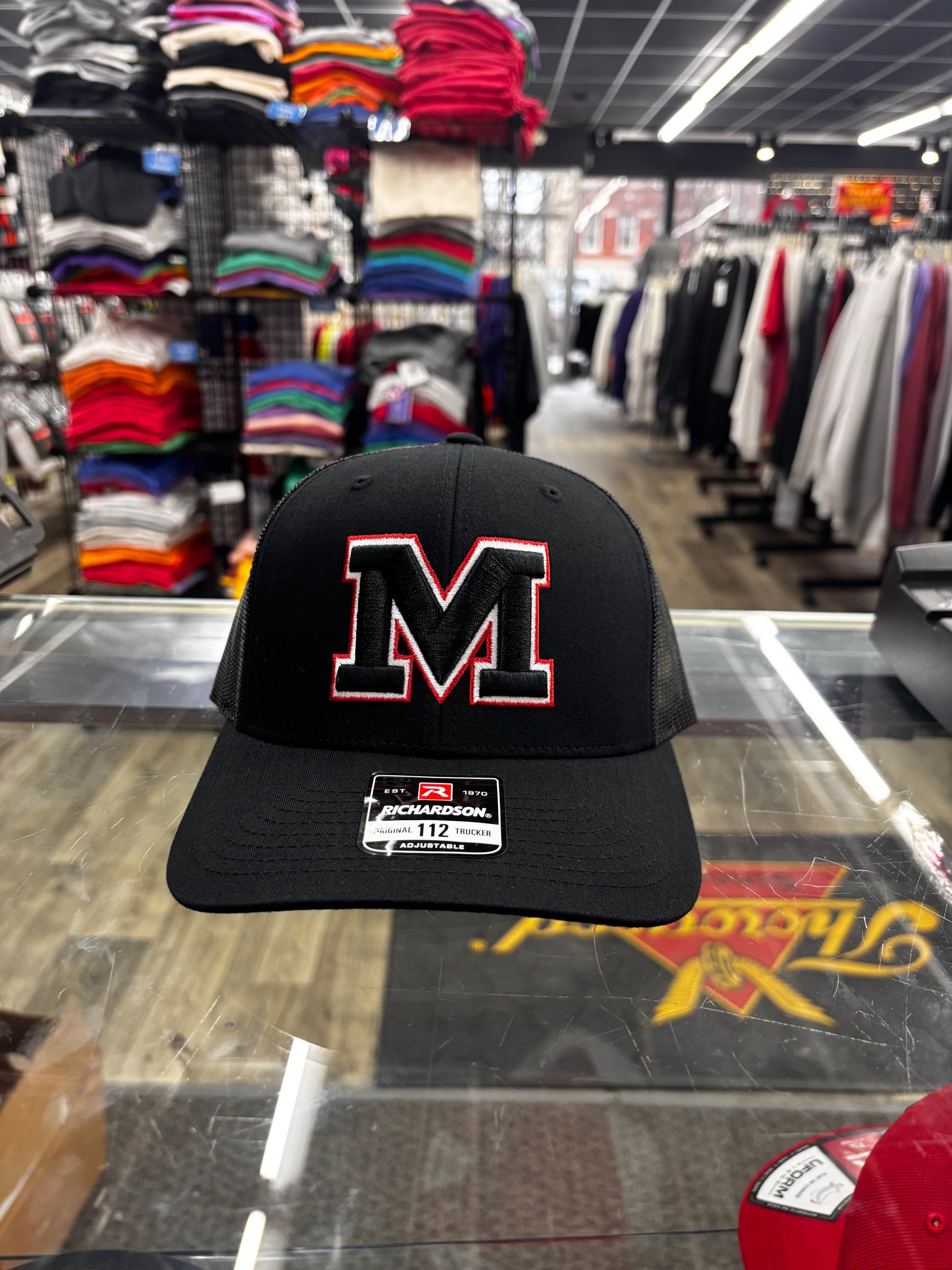 Marshall Owls 'M' with border Trucker Hat - Viking Athletic Goods
