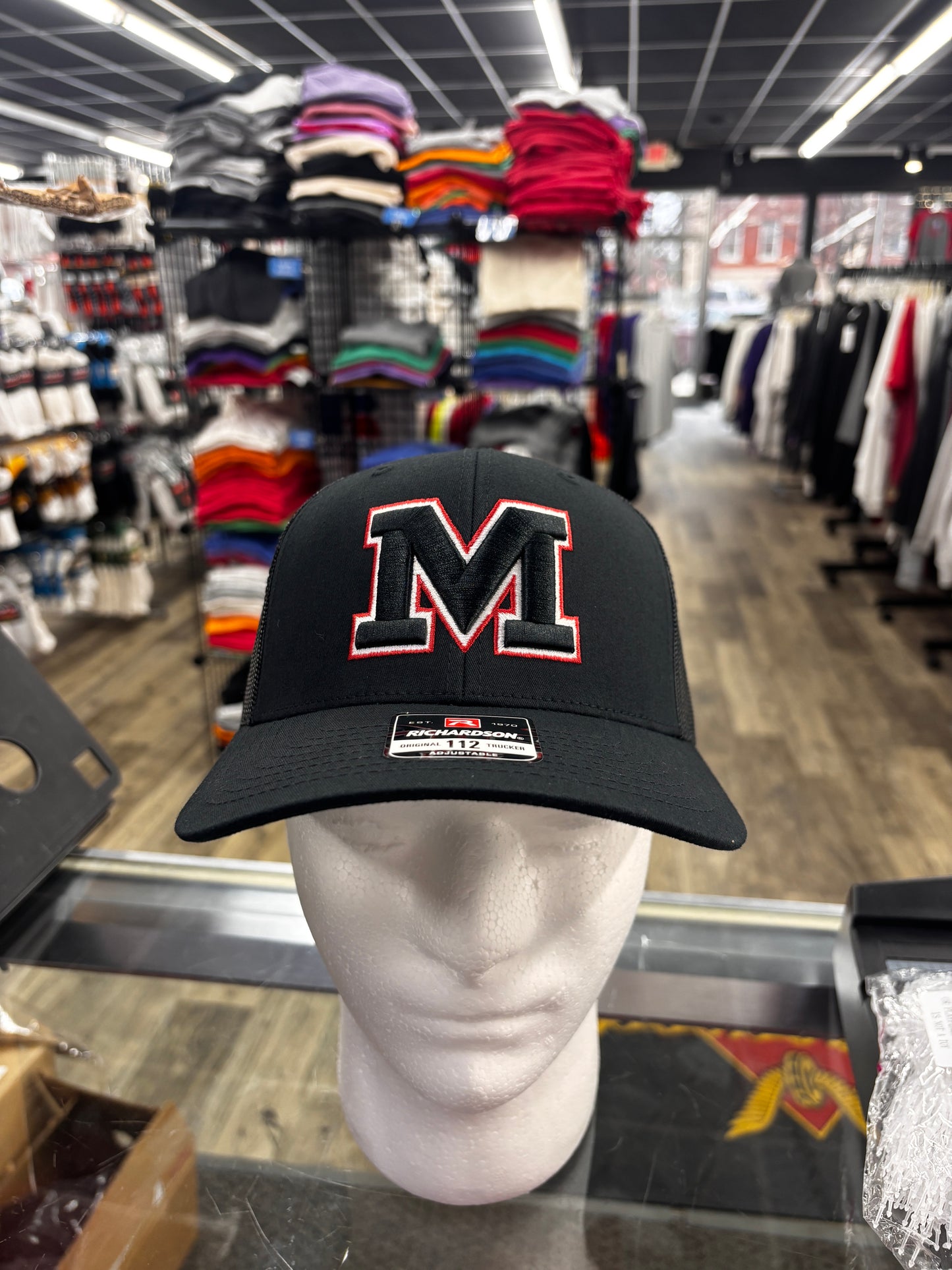 Marshall Owls 'M' with border Trucker Hat - Viking Athletic Goods