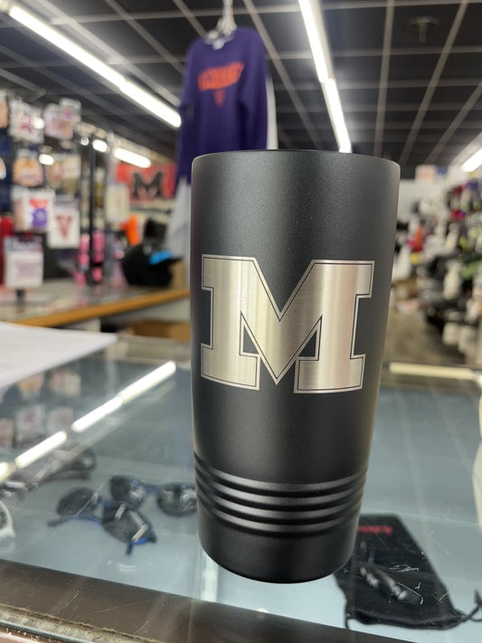 Laser Engraved ‘M’ Black 20oz Tumbler