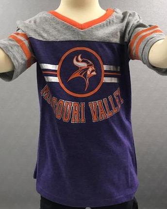 Missouri Valley Toddler Girls Tee--Colosseum Purple/Grey with Valley Logo