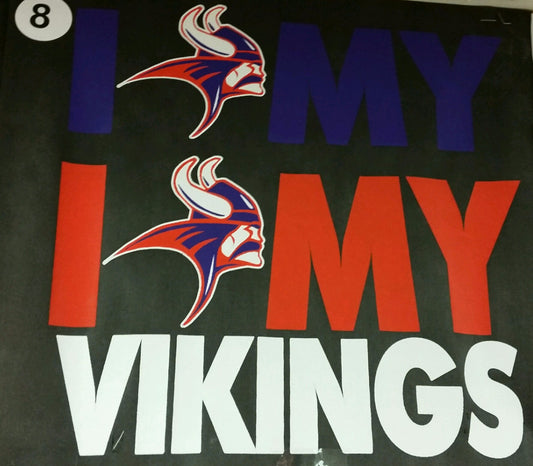 #57B Print Transfer (purple) I Love (Viking head) My Vikings